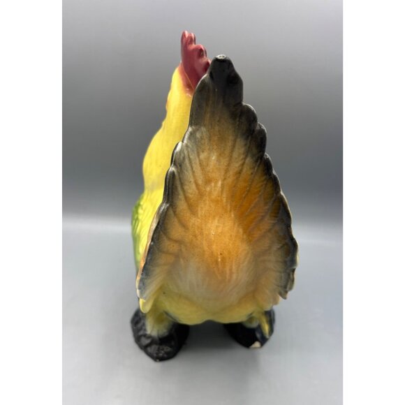 Vtg Ceramic Rooster Chicken Planter Multicolor Farmhouse Style - Picture 5 of 7